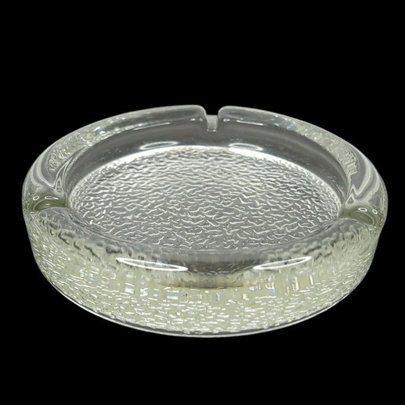 Vintage Pebble Textured Bottom Glass Ashtray Three Slots Trinket 5.5" Diameter - Picture 4 of 10